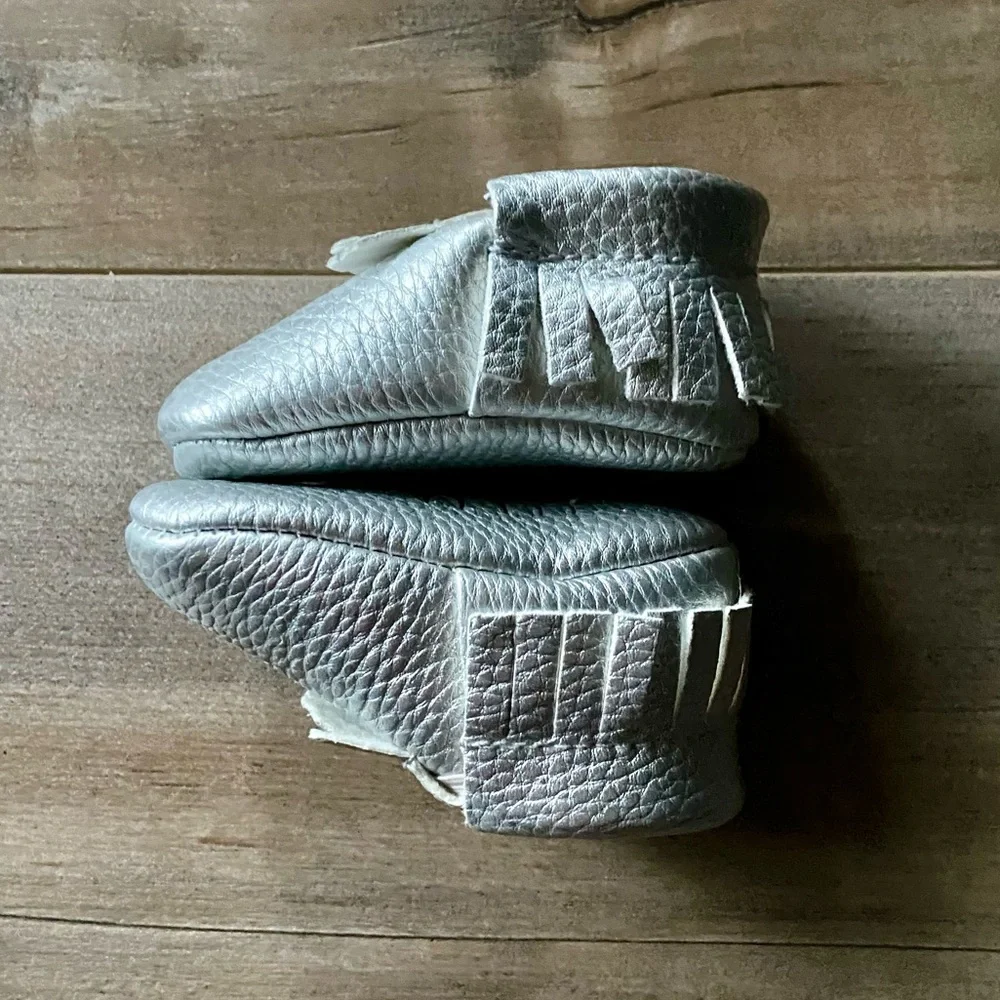 Sweet N Swag Moccasins, Metallic Silver